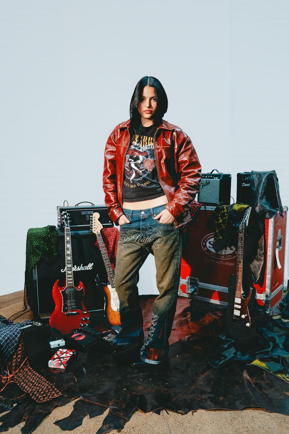 Oxblood leather moto jacket.